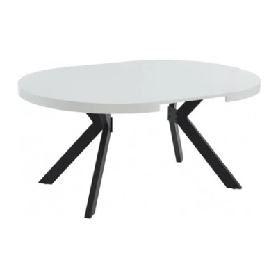 Afbeelding van Uitschuifbare eettafel 4 tot 8 plaatsen van mdf en staal Wit gelakt zwart KOMONI L 220 cm x H 76 D 120
