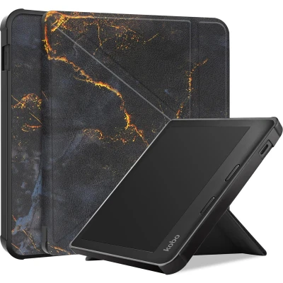 Afbeelding van iMoshion Ereader Cover / Hoesje Geschikt voor Kobo Libra Colour Design Origami Bookcase Black Marble