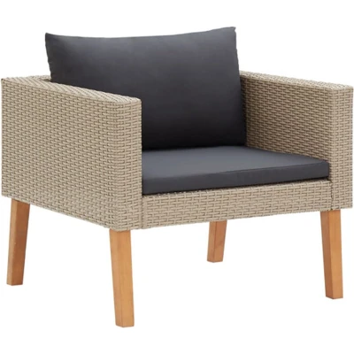 Afbeelding van Tuinbank eenzits met kussens poly rattan beige