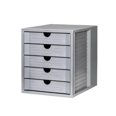 Image de HAN 14508 18 SYSTEM BOX KARMA Ensemble Tiroir, Design Innovant et Attrayant, certifié BLUE ANGEL avec 5 Tiroirs Fermés, Gris éco