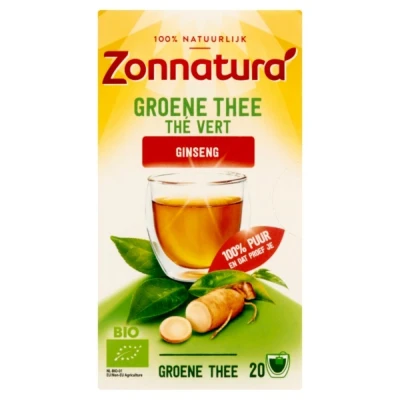 Afbeelding van Zonnatura Groene Thee Bio Gingseng 20 stuks
