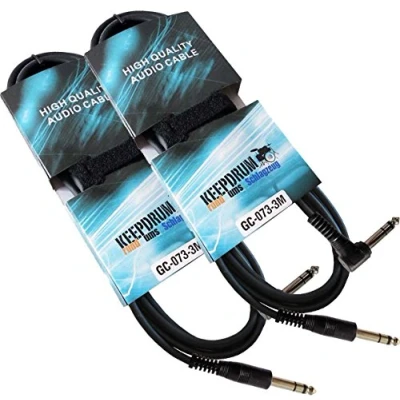 Afbeelding van keepdrum 2 x gc 073 3 m stereo audiokabel jack 6,3 mm haakse stekker