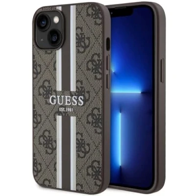 Afbeelding van Guess 4G Printed Stripe Back Case (MagSafe Compatible) Geschikt voor Apple iPhone 14 Plus (6.7&quot;) Bruin