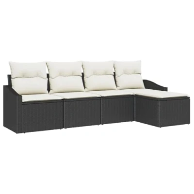Afbeelding van vidaXL Tuin Sofa Set van 6 Zwart Rattan Buitensofa Rechthoekig