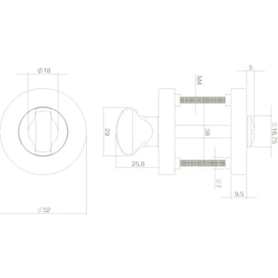 Afbeelding van Intersteel WC Sluiting rond schroefrozet 8mm RVS mat zwart