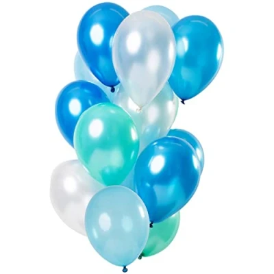 Afbeelding van Ballon set azuurblauw metallic 15 stuks