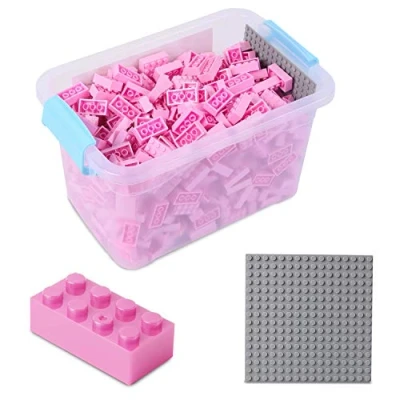 Afbeelding van Katara 1827 set met 520 bouwstenen, compatibel Lego voor bouwspellen, plaat en box, 4260648671666, roze