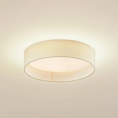 Afbeelding van Lindby LED plafondlamp CCT 1licht Stof, plastic, metaal H: 9.5 cm beige, wit Inclusief lichtbron