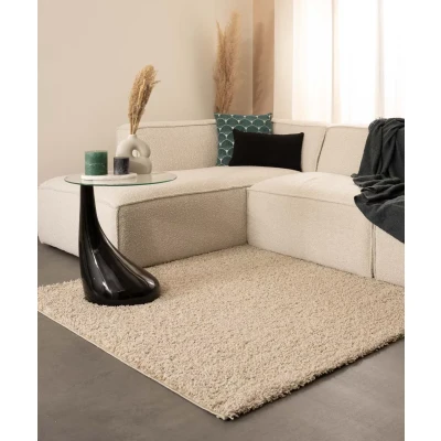 Afbeelding van Vierkant Hoogpolig Tapijt/Vloerkleed Shaggy Trend Effen Champagne 140x140 Cm