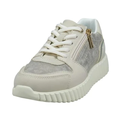 Afbeelding van bugatti Sneakers laag, Dames, Maat: 37, Beige/metallics Hoogwaardig imitatieleer