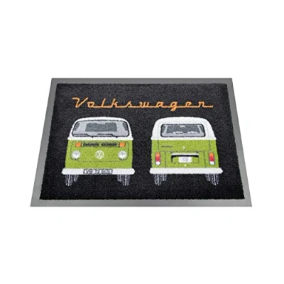 Afbeelding van BRISA VW Collection Volkswagen Combi Bus T2 Camper Van robuuste deurmat, schoenschraper, wasbare voetwisser, entreemat voor thuis, binnen, buiten, camping, cadeau (groen)