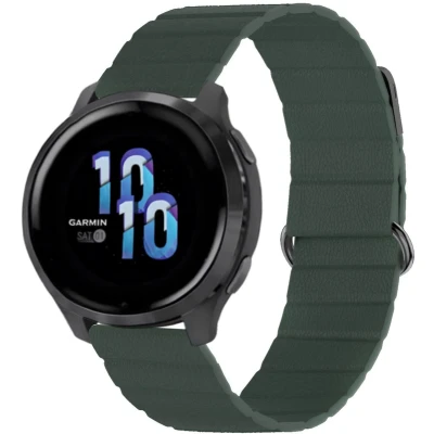 Afbeelding van iMoshion Magnetisch lederen 22 mm bandje Geschikt voor Garmin Venu 2 / Fenix 7 Pro 7s 6 Vivoactive 4 Polar Grit X Vantage M2 V2 Groen