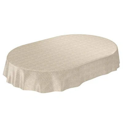 Afbeelding van ANRO Tafelkleed Tafelzeil beige ovaal 140x180cm