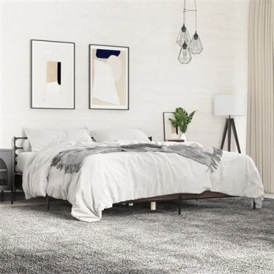 Afbeelding van vidaXL Bedframe bewerkt hout metaal bruin eikenkleur 180x200 cm