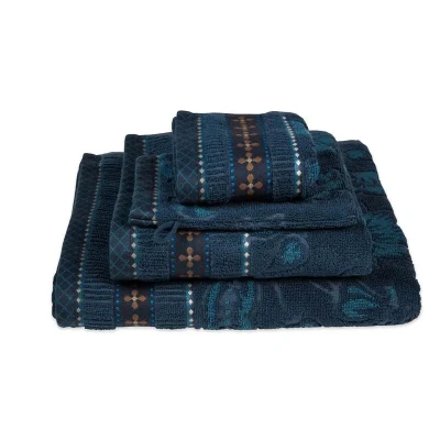 Afbeelding van Pip Studio Jasmin Jacquard Handdoek 55x100 cm Set van 3 Donker Blauw
