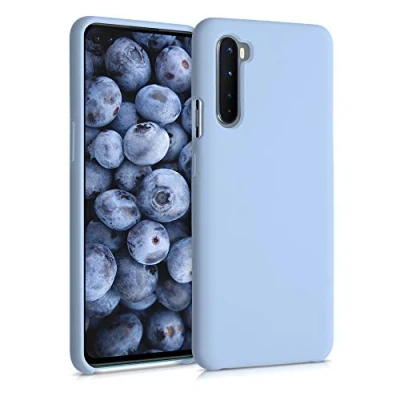 Afbeelding van kwmobile telefoonhoesje geschikt voor OnePlus Nord Hoesje met siliconen coating Smartphone case in mat lichtblauw