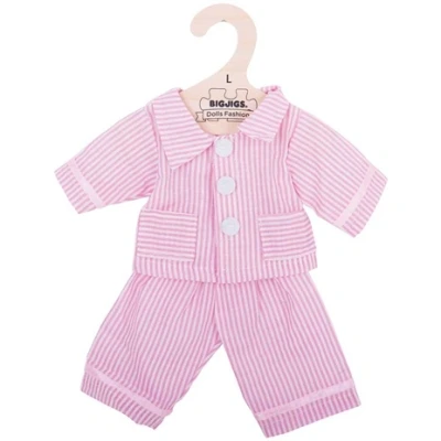 Afbeelding van Bigjigs Pyjama voor pop Roze/wit gestreept 35cm