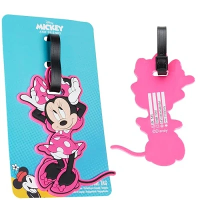 Afbeelding van Disney Bagagelabels, identificatielabel voor koffer of bagage, reizen, vliegtuig, trein, accessoires Stitch (Minnie roze)