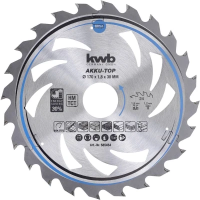 Afbeelding van kwb 585454 Hardmetaal cirkelzaagblad 170 x 30 1.2 mm Aantal tanden: 24 1 stuk(s)