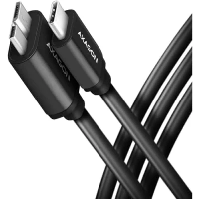 Afbeelding van AXAGON BUMM3 CM10AB cable Micro B USB &lt; &gt; C 3.2 Gen 1, 1m, 3A, ALU, PVC, Black *USBCM *MICROBM