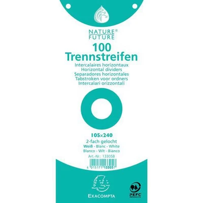 Image de Paquet 100 fiches intercalaires unies perforées 105x240mm
