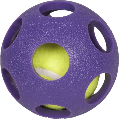 Afbeelding van Flamingo Hondenspeelgoed TPR Ball met Tennisbal Paars 9 x cm