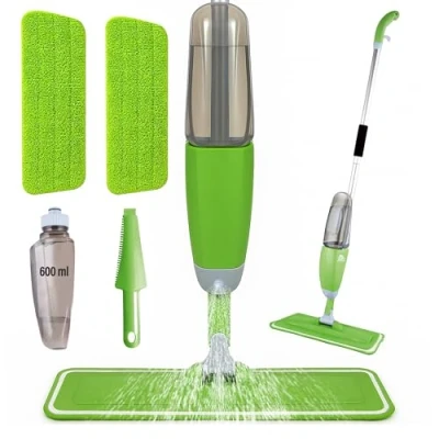 Afbeelding van ARSUK Sproeibezem met wasbare pads, mop voor het reinigen van tegels, harde, houten en laminaatvloeren, reiniging vochtige droge vloeren, 1 sproeimop, 2 dweilen