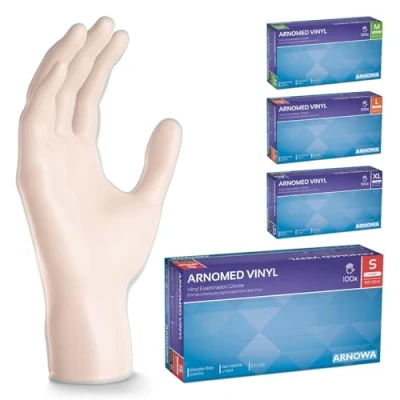 Image de gants jetables ARNOMED en vinyle S, 200 pièces (2 boîtes), gant non poudre, jetable, vinyle, boite de jetables, disponibles tailles M, L &amp; XL, hygiene