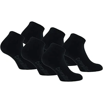 Afbeelding van Cat erpillar Sport sneakers, 6 paar, enkelhoog, comfortabele rand, katoen, zool met knopen, zwart.