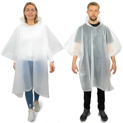 Afbeelding van REDSTAR 2 stuks waterdichte regenponcho&#039;s voor volwassenen regenjas mannen of vrouwen herbruikbare poncho festivalaccessoires poncho&#039;s voor, Helder.