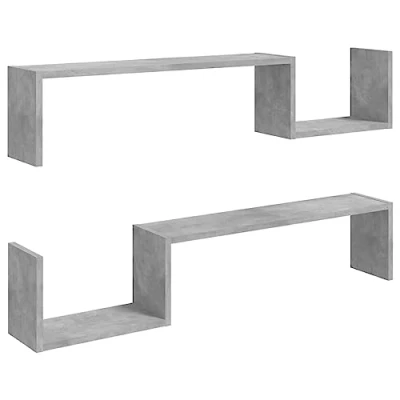 Afbeelding van vidaXL Wandplanken 2 stuks betongrijs 100x15x20cm bewerkt hout