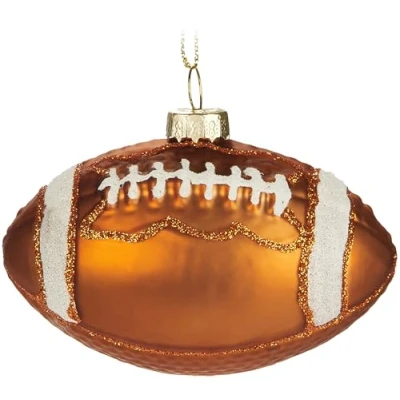 Afbeelding van BRUBAKER American football Boule de Noël en verre peinte à la main 9 cm Décoration sport américaine pour les fans soufflée bouche Figurine amusante