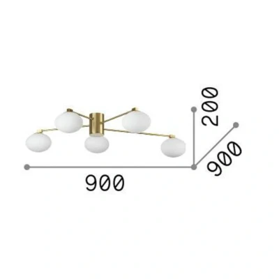 Afbeelding van Ideal Lux Hermes plafondlamp, wit, 90 cm, 5 lamps, glas