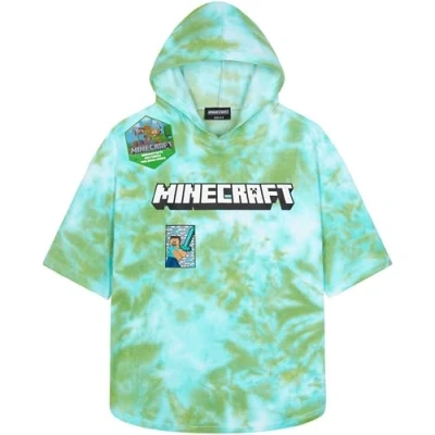 Afbeelding van Minecraft Badponcho voor kinderen en jongeren, strandhanddoek met capuchon, absorberend, zwembad, badjas, poncho, Creeper, essentieel, reizen, cadeau (groen, tie dye, 6 9 jaar)