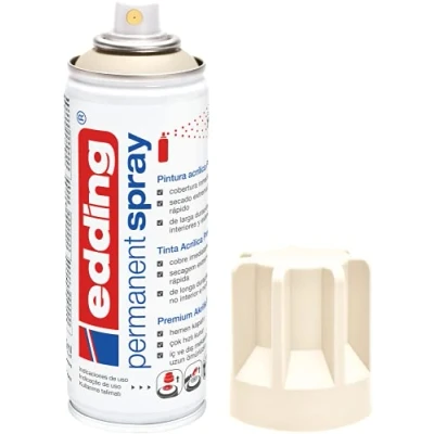 Afbeelding van edding 5200 permanente spray mat ivoor 200 ml acrylverf voor het schilderen of decoreren van glas, metaal, hout, keramiek, kunststof, canvas spuitbus