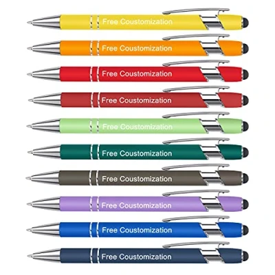 Afbeelding van AIVYNA Set van 10 gepersonaliseerde promotionele balpennen met tekst en logo naar keuze (10 gemengde kleuren)