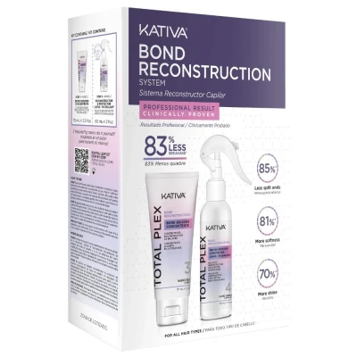 Afbeelding van Kativa Total Plex BOND Repair kit Reconstructief concentraat 70 ml + haarbindende reconstructie 60 haarreconstructie 10% Nano COMPLEX