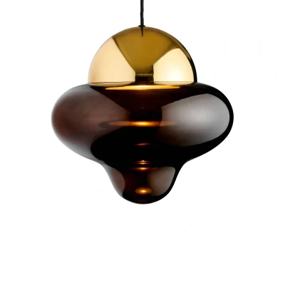 Afbeelding van Hanglamp Nutty XL, bruin/goudkleurig, Ø 30 cm, glas