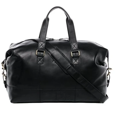Afbeelding van SID &amp; VAIN Yale reistas van echt leer weekendtas voor vakantie 50 cm groot Handgemaakte handbagage sporttas, zwart.