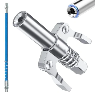 Afbeelding van CPYJW Vetpistoolopzetstuk voor vetmakers, dubbele G handgreep, vetpistool, met 30 cm slang, vergrendelingsklem, compatibel standaard modellen M6/M8/M10/M12/M14