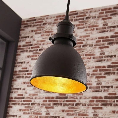 Afbeelding van Lindby hanglamp Jasminka, zwart/goud, metaal, 1 lamp.