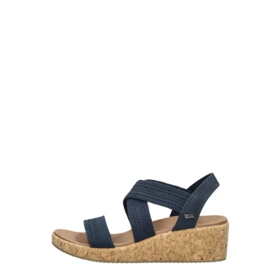 Afbeelding van Skechers Sandalen met sleehak, Dames, Maat: 41, Blauw Textiel