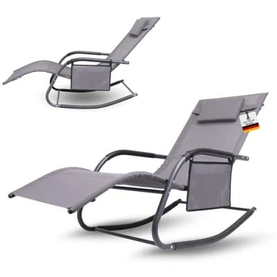 Afbeelding van Premium tuinstoel C FORM schommelstoel relaxstoel met hoofdkussen weerbestendige ergonomische belastbaar tot 160kg