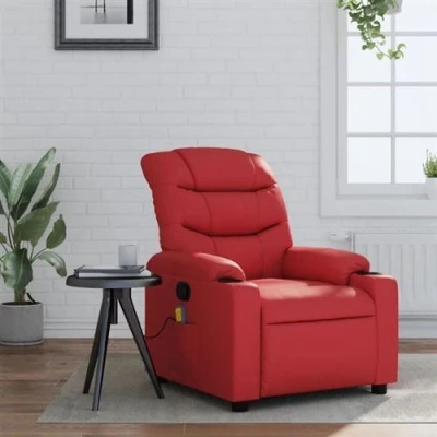 Image de vidaXL Fauteuil de massage inclinable rouge similicuir374145