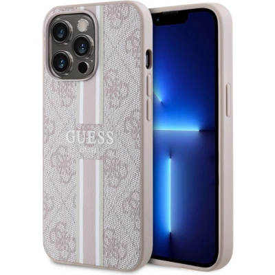 Afbeelding van Guess 4G Printed Stripes Hard Case Back Cover met MagSafe voor Apple iPhone 13 Pro Max Roze