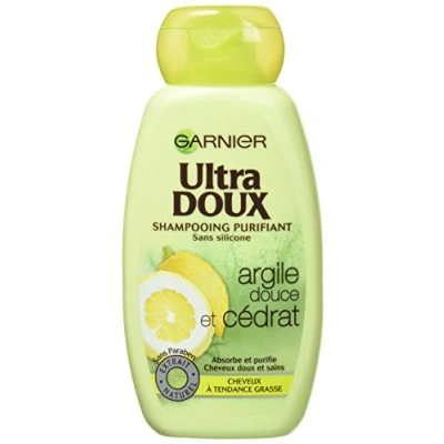 Afbeelding van Garnier Ultra Doux reinigende shampoo voor vettig haar, zachte klei/cedera, 250 ml, 3 stuks