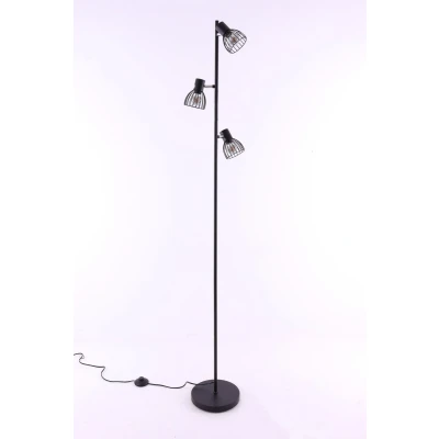 Afbeelding van BRILLIANT lamp, Blacky vloerlamp 3 vlams zwart mat, 3x D45, E14, 25W, met voetschakelaar