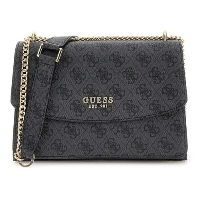 Afbeelding van GUESS Schoudertas Calista Convertible Xbody Flap Bag Coal Logo Donkergrijs