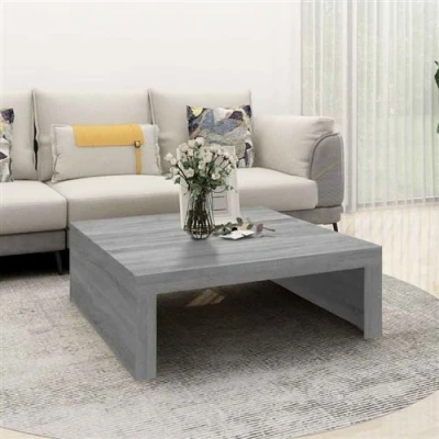 Afbeelding van Salontafel 100x100x35 cm bewerkt hout grijs sonoma eikenkleurig