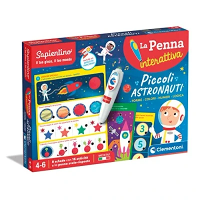 Afbeelding van Clementoni Sapientino Les Petits Astronautes Quiz, activiteitskaarten en interactieve sprekende pen, educatief spel 4 jaar, gemaakt in Italië, kleur Italiaans, 16747